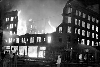 May 4, 1944. A fire swept through the hotel destroying the old, 1914 section completely. A sailor died in the blaze when he slipped and fell from a ladder.